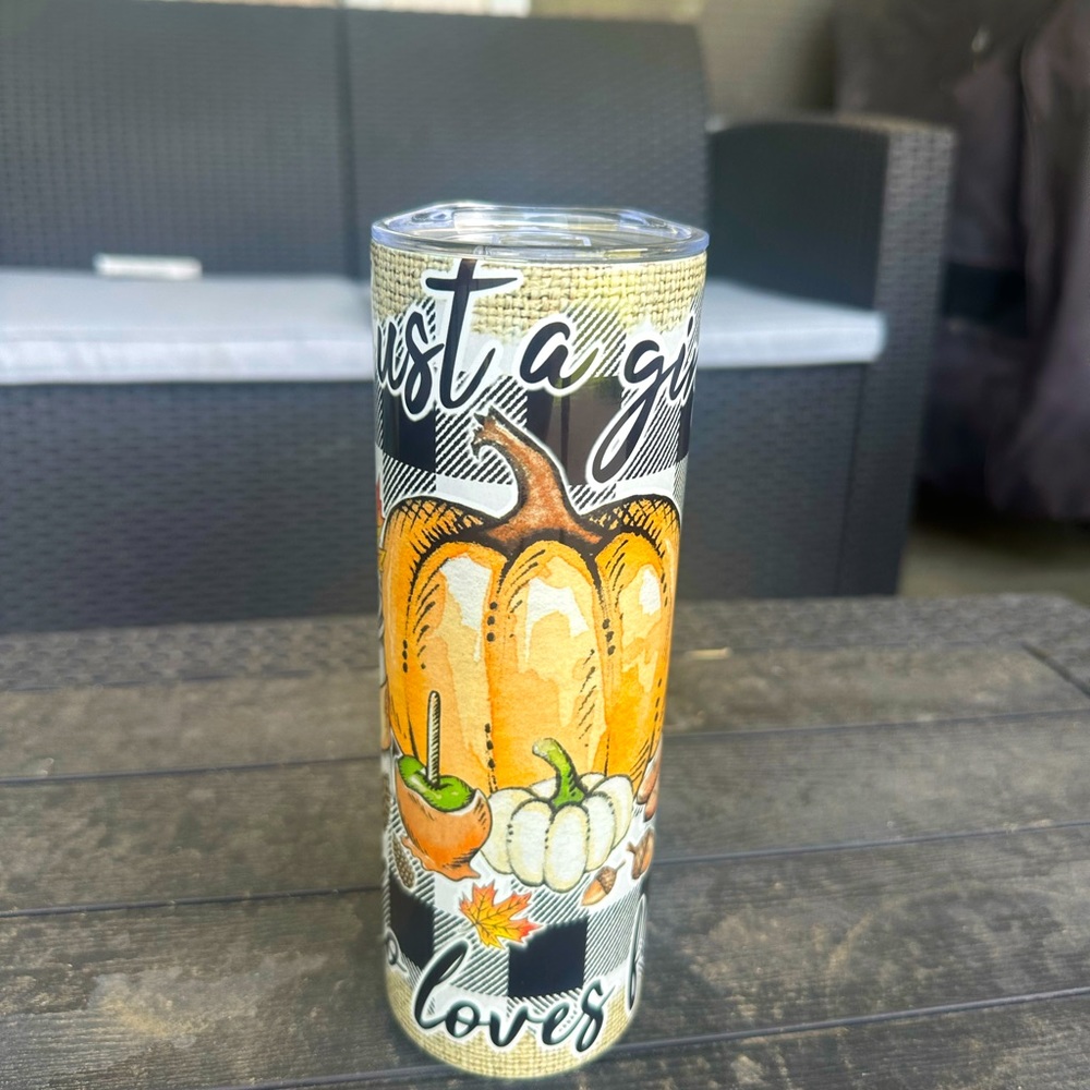 Just a girl who loves fall tumbler!! 20oz custom made by TumblersRX!!